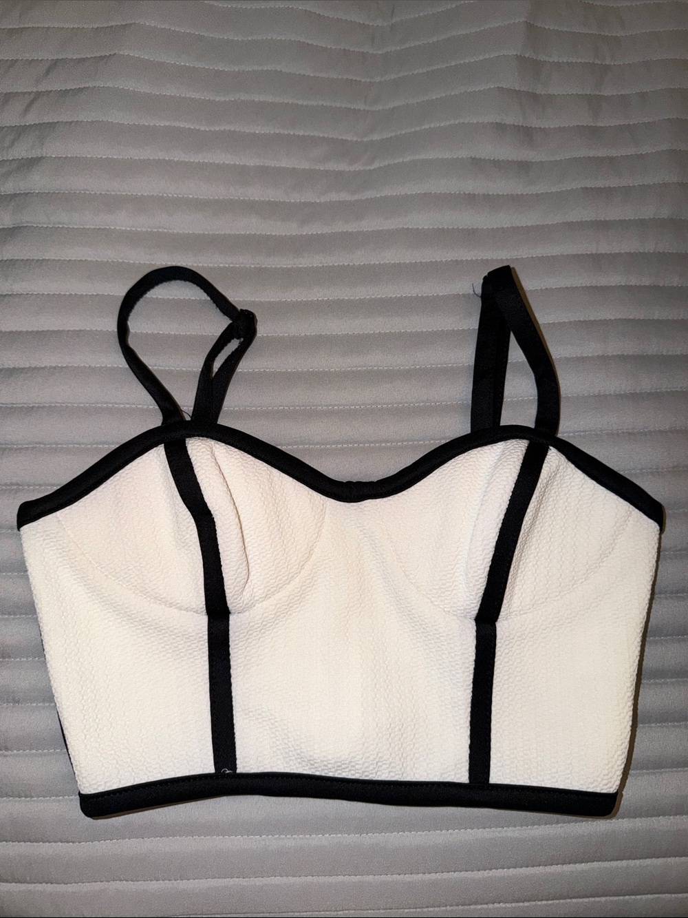White and Black Contrast Bustier Crop Top - Women Intimates & Sleepwear
